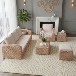 Sillón de Comedor Ergonómico de Ratán Natural Moderno, Tejido a Mano, con Cojín Suave y Funda Extraíble, Ecológico, Sostenible y Duradero - Product Image 2
