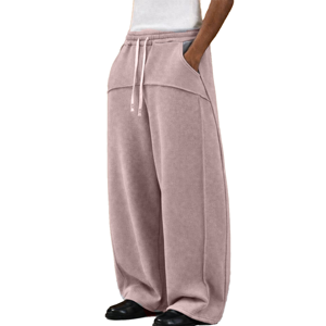 Pantalon de survêtement large pour homme, taille élastique avec cordon de serrage, poches latérales, décontracté, gris, en coton respirant, séchage rapide, épais, pour l'hiver - Product Image 6