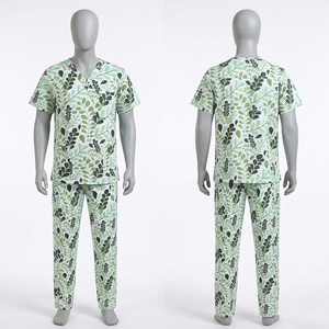 Conjunto de Uniformes Médicos Transpirables de Poliviscosa de 180 GSM con Estampado de Flamencos en Azul Pastel, Impresión Personalizada en Seda - Product Image 6