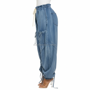 Women's Baggy Pants <b>High</b> <b>Waist</b> Drawstring Multi-Pocket Breathable Custom OEM Wholesale - Product Image 4