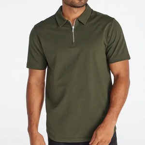 Custom Logo <b>Plain</b> Polo <b>Tshirts</b> High Quality 4-way Stretch Drop-cut Zip Luxury Short Sleeve Polo Shirts for Men - Product Image 4