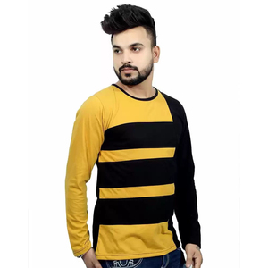 Camiseta de Manga Larga Personalizada para Hombre, de Algodón y Poliéster, Negra y Amarilla, Ligera, de Alta Calidad, con Logotipo Personalizado - Product Image 4