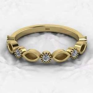 Base de Anillo de Media Eternidad Marquise de Plata Sólida 925 de 2x4mm para Engaste de Zirconia, Resina, Cenizas o Leche Materna, Componente de Joyería DIY - Product Image 1