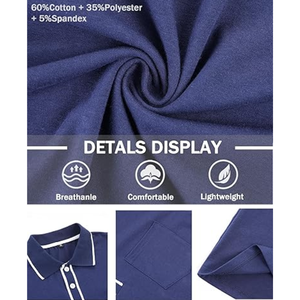 Polo à manches longues pour homme – T-shirt de golf décontracté à col boutonné avec poche, couleur unie - Product Image 5