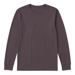 Camiseta de Manga Larga para Hombre, Color Morado Deslavado, 100% Algodón Orgánico de Lujo, Cuello Redondo, Preencogida, Certificada por GOTS, Ajuste Premium y Transpirable - Product Image 1