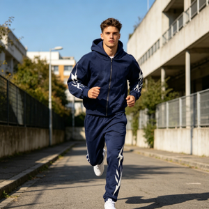 Custom <b>Men</b> Summer Casual Baggy Athletic <b>Running</b> Fitness Breathable Long Sleeve Printing Zip up Pockets <b>Hoodies</b> Tracksuits Set - Product Image 4