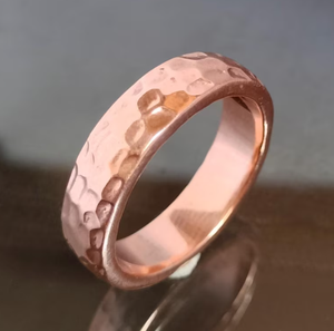 Bague de thérapie magnétique en cuivre pur, motif martelé, bio-énergie, anneau de guérison, bande métallique, soulagement de l'arthrite, article cadeau - Product Image 3