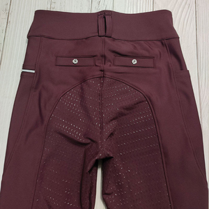 Nuevos pantalones de equitación para mujer, de secado rápido, color burdeos, con cremallera, cintura media, largos, elásticos, con botones para montar a caballo - Product Image 1