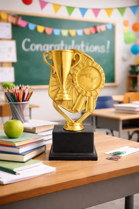 Golden Metal Body Finish with Black Winner Award <b>Engraving</b> Lightweight Durable <b>Trophy</b> Annual Day Sports Academic Achievements - Product Image 4