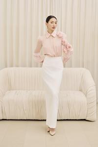 Wholase Women Full Regular Turn-down Collar Organza Silk Blend Elegant Feminine PEONIA Silk <b>Blouse</b> Floral Chiffon Sleeves KA70 - Product Image 6