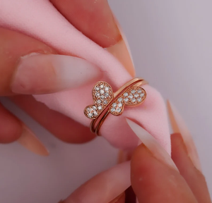 Anillo de Circonia Cúbica con Forma de Mariposa, Chapado en Plata 925, Anillo de Piedras Preciosas para Mujer, Estilo Glamuroso Diario, Regalo de Joyería - Product Image 3