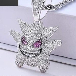 IGI Certified Hip hop S925 <b>Silver</b> Diamond Pendants & <b>Charms</b> Hip hop <b>Silver</b> Gengar Pendant Luxury Round Brilliant Cut Jewelry - Product Image 1