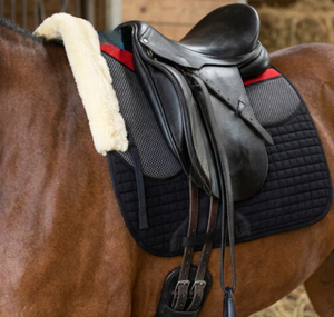 Half <b>Fur</b> Horse Saddle Pad | Mesh Breathable Equestrian Saddle Cloth | Shock Absorbing Dressage & Jumping Saddle Pad - Product Image 4