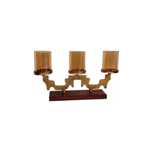 Support de bougie en métal noir pour 3 bougies chauffe-plat, avec coupelles en verre, design 'Bateau et Pont', centre de table, décoration pour la maison et le salon - Product Image 4