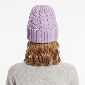 Gorro de Invierno Unisex de Punto Trenzado de Lana Acrílica Lavanda, Grueso, Suave y Cálido, para Esquí y Actividades al Aire Libre, Venta al Por Mayor - Product Image 2