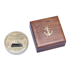 Boussole nautique vintage en laiton de qualité supérieure avec boîte en bois, boussole de poche magnétique directionnelle, cadeau marin - Product Image 1