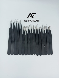 Matte Black Color Eyelash Extension Tweezers Set All Shapes Diamond Grip with Custom Brand Name Volume Lash Fiber Tip Tweezer - Product Image 2