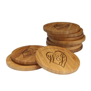 Customized <b>Coaster</b> <b>Set</b> for Hotel & Restaurant All Seasons Art Decor with Engraved Couple Custom Logo Mats & Pads Wood Material - Product Image 1