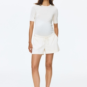 Custom Summer <b>Ladies</b> Casual Solid Colors Streetwear 100% Cotton <b>Pull</b>-<b>On</b> Mid Waist <b>Shorts</b> Hot Sale New Style - Product Image 1
