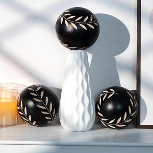 Decorative Modern Wood Orbs for Bowls and <b>Vases</b> <b>Set</b> of 3 4 Inch Round Balls Still Life Pattern Living Room Dining Room - Product Image 1