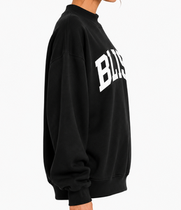 Women's Oversized <b>Mock</b> <b>Neck</b> Sweatshirt Custom Front Logo Casual Pullover Soft Cotton Cozy Streetwear Essential <b>Top</b> - Product Image 2