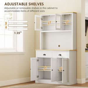 Mobile dispensa moderno bianco da 71 pollici con piano d'appoggio ampio e ripiani regolabili, armadio dispensa alto 71 pollici - Product Image 5