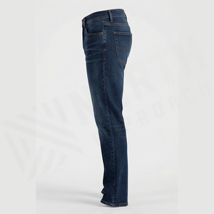 Jean en denim coupe droite délavé foncé pour homme, taille haute, coupe classique, en coton, style décontracté, pantalon d'automne - Product Image 3