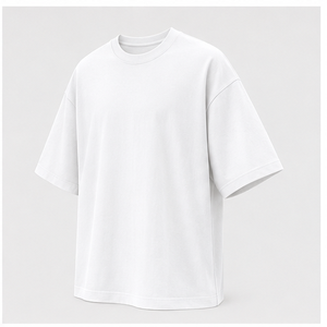 Camiseta de Manga Corta para Hombre, Corte Recto, Algodón Peinado Blanco Óptico Personalizado, Talla Grande, Cuello Redondo, MTS-OVR-0002 - Product Image 3
