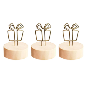 Porte-numéros en métal au design minimaliste avec base en bois, organisateur de bureau, porte-cartes de table - Product Image 6