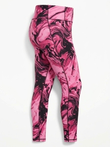 <b>Pink</b> Marble Seamless Breathable Thick <b>Women</b> <b>Leggings</b> High Waist Stretch Yoga Pants Workout Gym Full Length Activewear - Product Image 4