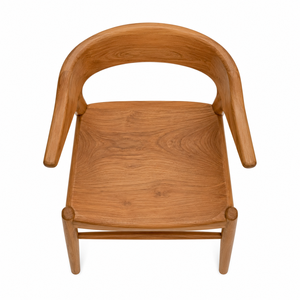 Chaise de salle à manger moderne en teck massif avec dossier sculptural enveloppant, design écologique et imperméable - Product Image 4