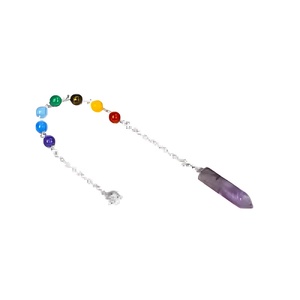 Péndulo de Joyería Reiki, Cadena de 7 Chakras, Amatista Curativa, Péndulo Hexagonal para Decoración del Hogar y Radiestesia - Product Image 1