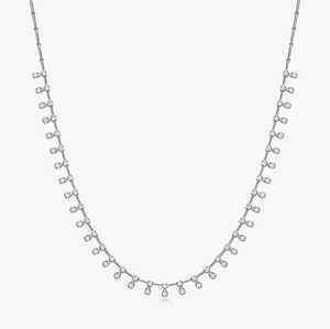 Diamond Station Dangle Tennis Necklaces Lobster clasp Bezel Set Tear Drop Layering <b>Choker</b> Wholesale Custom 14k 18k Solid Gold - Product Image 3