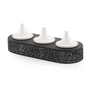 Juego de Tazones Desechables de Acero Inoxidable Libres de BPA para Chocolate con Tres Mini Tazones y Elegante Base con Diseño Láser para Servir Frutos Secos - Product Image 4