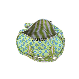 Cotton Quilted Floral Printed Lightweight Zipper Portable Duffle Shoulder <b>Bag</b> <b>Overnight</b> Luggage Large Travel Holiday - Product Image 6