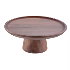 Support de gâteau en bois naturel fait à la main pour la présentation de table élégante fête en bois massif ou présentoir de dessert d'anniversaire-outils de gâteau - Product Image 4