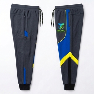 Pantalon de survêtement homme color block, taille élastique avec cordon de serrage, poches latérales, décontracté, respirant, poids moyen, pour l'automne - Product Image 5