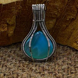 Aqua Chalcy 925 <b>Sterling</b> <b>Silver</b> <b>Wire</b> Wrapped Unique Design Neckalce Custom Design Fine Pendants Charms Wholesale Jewelry - Product Image 5