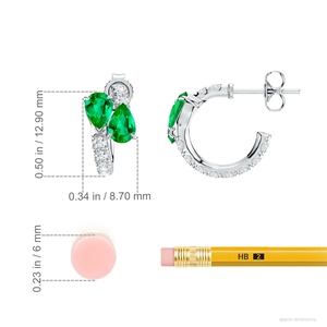 Pendientes de Aro con Diamantes y Esmeraldas Naturales con Corte de Pera, Oro Blanco de 14 Quilates, Joyería Fina de Lujo, Pendientes Huggie, OEM, ODM, Venta al por Mayor, Regalo para Ella - Product Image 2