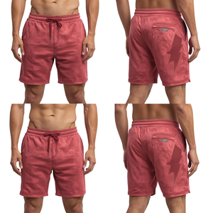 Shorts en molleton français délavé de qualité supérieure à prix de gros avec impression en relief et broderie pour hommes - Product Image 1