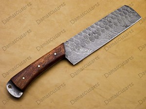 Couteau à découper en acier damas fait main sur mesure avec étui en cuir |   Couteau à découper la viande forgé robuste, vente en gros - Product Image 4