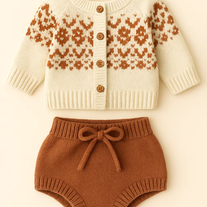 Ensemble de vêtements pour bébé en tricot de luxe, tissu doux, vêtements pour nourrissons, vêtements d'hiver, confort premium, style cadeau, production personnalisée - Product Image 1