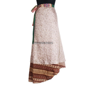 Convertible Women Silk Sari <b>Wraps</b> <b>Skirts</b> Boho Stylish Multi Color Summer Wear Comfortable Fashion Boho Hippie Free Size Gypsy - Product Image 3