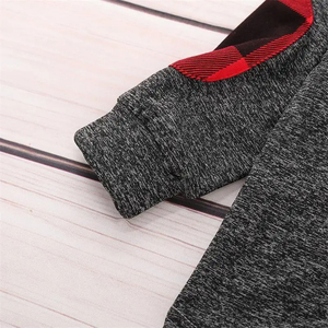 Conjunto de chándal con capucha para bebés, diseño a cuadros, gris y rojo, sudadera informal y pantalones, para otoño, bebés y niños pequeños, manga larga con cordón - Product Image 5