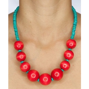 Collar vintage francés más vendido, collar de cuentas planas de resina de colores mixtos, joyería artesanal natural hecha a mano para bodas y fiestas. - Product Image 3