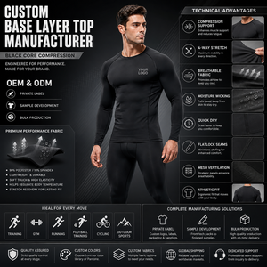 Wholesale Bulk Supplier Custom Logo Breathable Eco-Friendly Quick Dry <b>Long</b> <b>Sleeve</b> <b>Base</b> <b>Layer</b> Shirt Ribbed Cuff Hem Thermal - Product Image 6