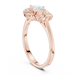 Elegante Anillo de Moissanita con Corte Marquesa para Ella - Plata de Ley Chapada en Oro Rosa de 14K con Piedras Laterales, Anillo de Promesa - Product Image 4