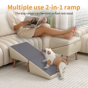 Escaleras y Rampa Plegables 2 en 1 de Madera para Mascotas, para Perros Pequeños y Gatos, para Sofá, Cama y Diseño Otomano Dividido - Product Image 3