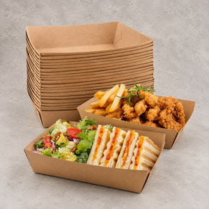 Bandeja de Papel Kraft Biodegradable y Ecológica para Exhibición de Comida Rápida, con Impresión Flexográfica de Logotipo Personalizado - Product Image 5