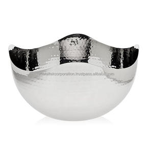Bol à fruits secs en argent martelé en acier inoxydable martelé Accent Table décorative de luxe Snack Chips Bowl Design artisanal - Product Image 2